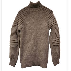 Ce&Ce Men's Grey turtle neck rib shoulder&arm Sweater made n turkey.